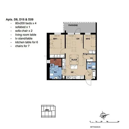 Compact 2bdr With Private Sauna 公寓 *